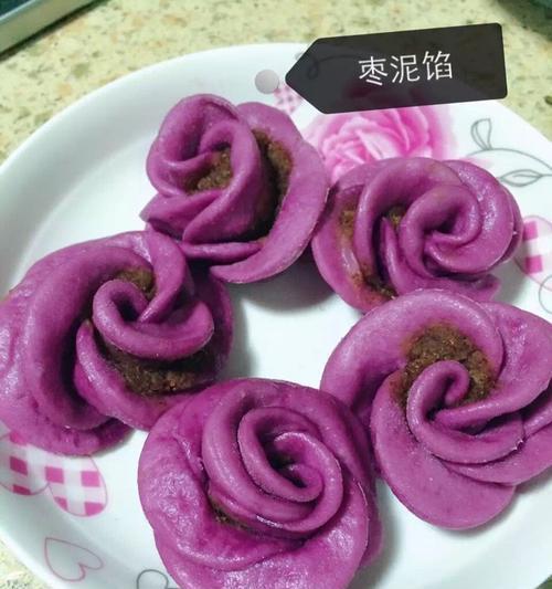 双色紫薯花馒头的制作方法