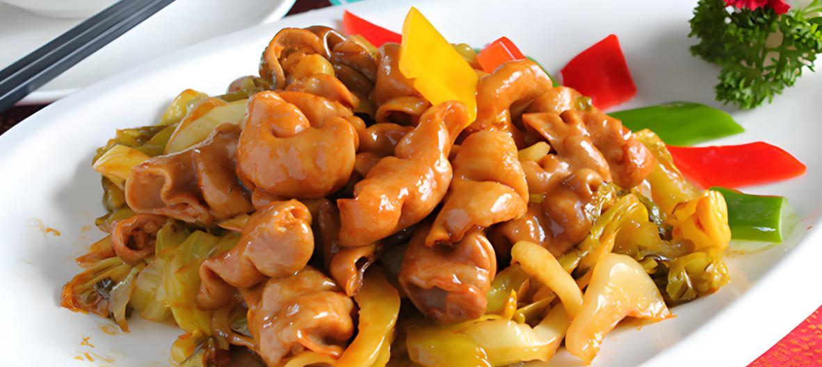 五彩斑斓的炒大肠（美味的家常下饭菜）